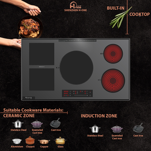 Table de cuisson hybride induction-céramique encastrable 220-240V à cinq brûleurs haute puissance avec contrôle intelligent Wi-Fi, vente en gros usine - Product Image 3