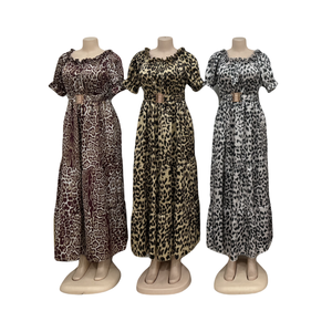 2024 quần áo nữ xuyên biên giới thương mại nước ngoài Châu Âu và Mỹ mới váy in một vai nữ váy dài - Product Image 1