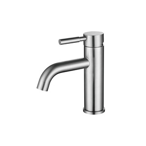 Single Handle Basin Faucet 304 Stainless Steel <b>Brushed</b> Modern <b>Deck</b> Mounted Single Hole Spout Reach 5.0-6.9in - Product Image 3