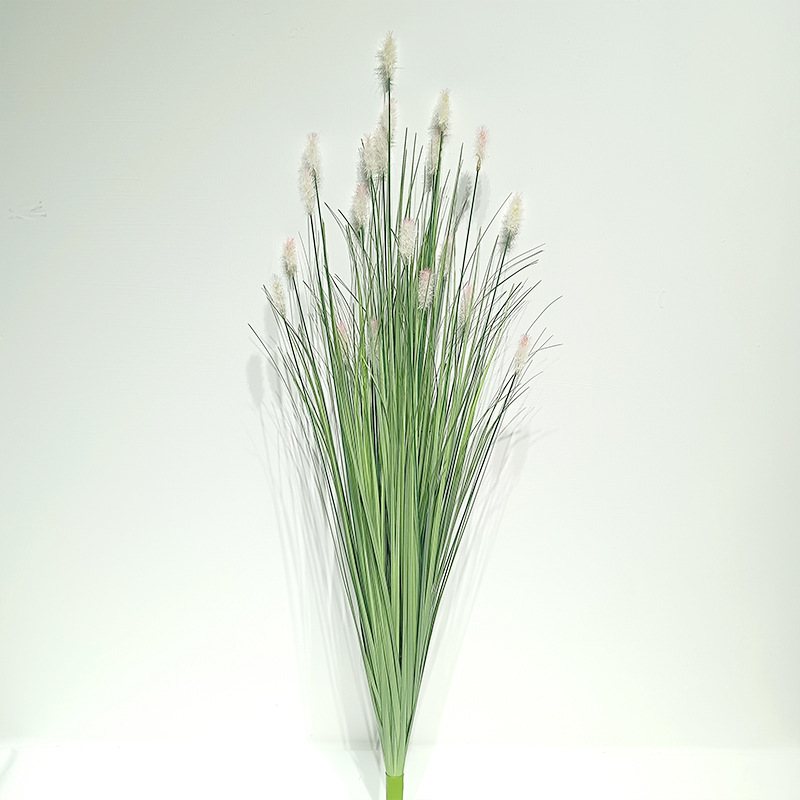 80cm white green leaf light pink bunny tail