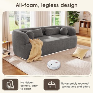 Divano Moderno Contemporaneo a 3 Posti Curvo in Ciniglia da 86 Pollici con Schiuma ad Alta Densità, Cuscini Imbottiti Senza Struttura, Nessun Montaggio Richiesto, <span class=keywords><strong>Grigio</strong></span> - Product Image 4