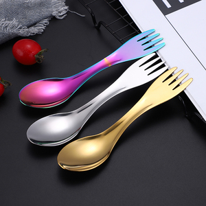 Titan <span class=keywords><strong>2</strong></span>-in-1 Löffel und Gabel Campingbesteck mit Eigenem Logo Edelstahl Spork - Product Image 4