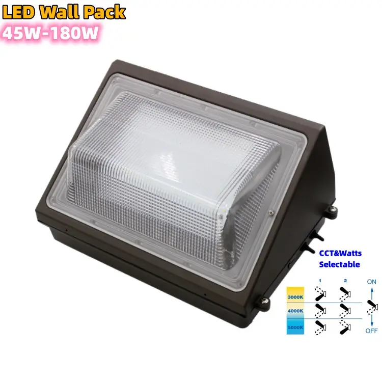 Photocell lampu dinding LED otomatis, cahaya paket dinding luar ruangan 45w 60w 80w 100w 120W