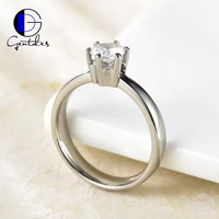 Gentdes Jewelry Bagues en titane CNC pour femmes avec incrustation de moissanite CZ Couleur argent Bandes de mariage Bijoux de mode