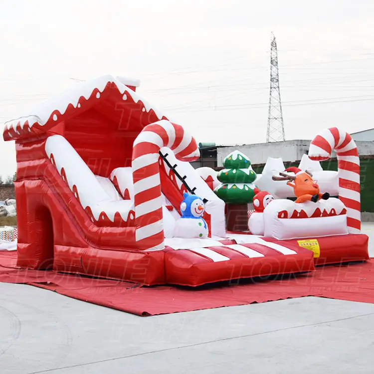 Рождественский надувной прыгающий домик, надувной счастливый замок, комбинированный прыгающий замок с горкой