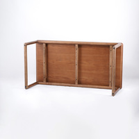 Table basse en bois massif de style moderne, table d'appoint rectangulaire en bois courbé avec finition naturelle pour hall d'hôtel, salon, restaurant