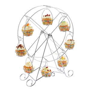 YZ1131 Wholesale 8PCS Metal Iron Wire Ferris Wheel Cupcake Display Rack Cup Cake Stand