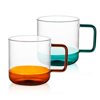 Tasse en verre simple à haute teneur en borosilicate tasses à café et à thé chaudes avec poignée de couture de couleur verres