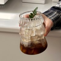 창의적인 조롱박 모양 유리 텀블러, 물결 모양의 골이 있는 음료 컵, 아이스 커피, 콜드 브루, 주스, 칵테일, 홈 바 음료용