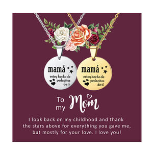 Collar <span class=keywords><strong>De</strong></span> acero inoxidable para mamá, joyería para madre, mamá, Mi mamá, Hecho <span class=keywords><strong>De</strong></span> Pedacitos <span class=keywords><strong>De</strong></span> Ti, colgante <span class=keywords><strong>De</strong></span> moneda <span class=keywords><strong>De</strong></span> disco, collares - Product Image 3