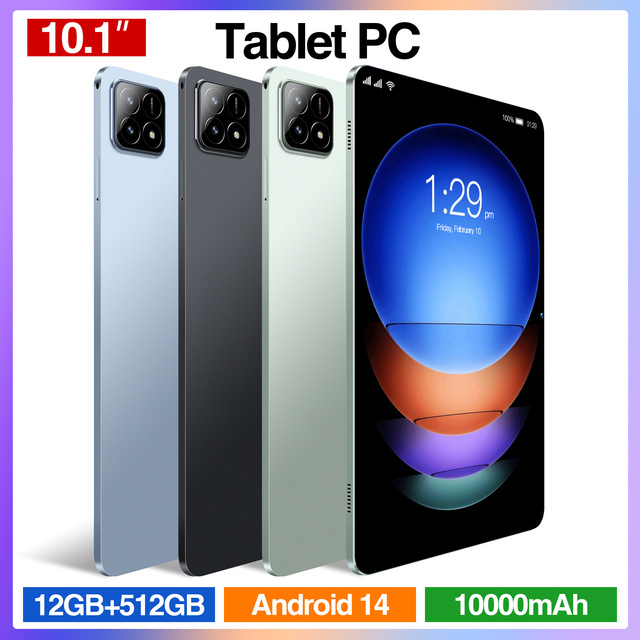 Wholesale Pad6S 10.1" Tablet PC 12GB+512GB 16MP+32MP Camera HD Display Wi-Fi GPS Android14 MTK Processor Tablet