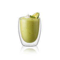 Tasse à Matcha en Verre à Double Paroi 300ml / 10.25oz, Tasse à Thé Isolée en Borosilicate pour Matcha Latte, Boissons Glacées et Cérémonies