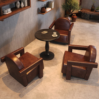 Canapé de style américain rétro, fauteuil en bois massif, chaise de bar à cigares, banquette de café, mobilier de salon à cigares
