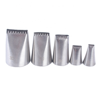 Outil de pâtisserie : Ensemble de 5 douilles à pâtisserie en acier inoxydable, à motif demi-rang tressé dentelé, motif panier de fleurs