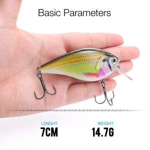Campione disponibile 70 millimetri 14.7g realistica 3D olografico occhi 4 # treble ganci piazza disegno di legge di pesce esche crank bait - Product Image 2