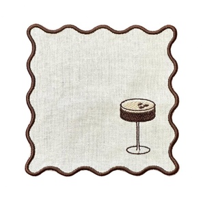 Cotton <b>Linen</b> Cocktail Napkins Embroidered Monogram Pattern <b>Table</b> <b>Cloth</b> <b>Linen</b> Wine Mat for Hotel French 100% Pure Handmade 1 Pc - Product Image 6