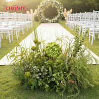 Décoration de scène de mariage, chemin de fleurs artificiel en soie blanche et verte pour allée au sol, idéal pour les cérémonies de remise des diplômes