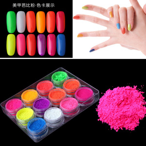 Polvo de Uñas Iridiscente Brillante Ultrafino Luminoso Perlado de Alto Brillo en 12 Colores Neón, Venta Caliente - Product Image 3