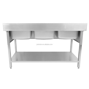 Commercial Kitchen Equipment 3 compartment sink Double layer sink <b>table</b> <b>work</b> <b>table</b> with sink <b>for</b> Hotel Restaurant - Product Image 2