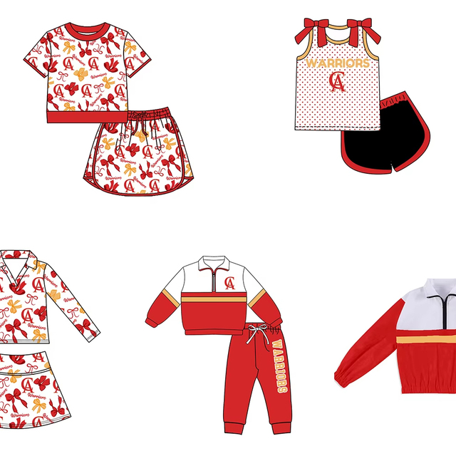 Custom Sibling Team Outfit Kids Red Polka Dot Sleeveless Top Shorts Set Top Skirt Short Set Zipper Pullover Jogger Pants Set