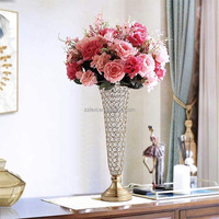 Vases à fleurs hauts en métal doré de luxe LEXI FS-054, centre de table 140x50cm, alimentation USB, pour décorations de fête et de mariage