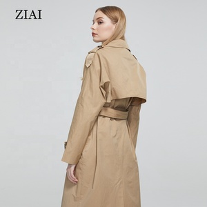 Женское длинное двубортное пальто с поясом - Product Image 5