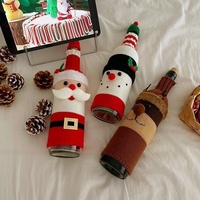 Nouvelle Housse de Bouteille de Vin de Noël Transfrontalière en Tissu, Motif Bonhomme de Neige et Élan, Décoration Créative Style Coréen pour la Table
