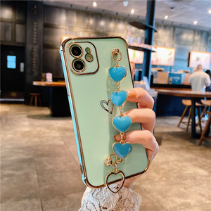 Funda de teléfono con correa para <span class=keywords><strong>IPhone</strong></span> 12 y <span class=keywords><strong>11</strong></span>, Correa galvanizada chapada en oro - Product Image 2