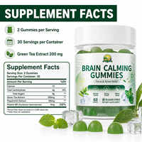 Gummies calmantes pour le cerveau OEM DOM sans sucre, à la menthe et au thé vert, pour le soulagement du stress, la clarté mentale et un meilleur sommeil, complément alimentaire