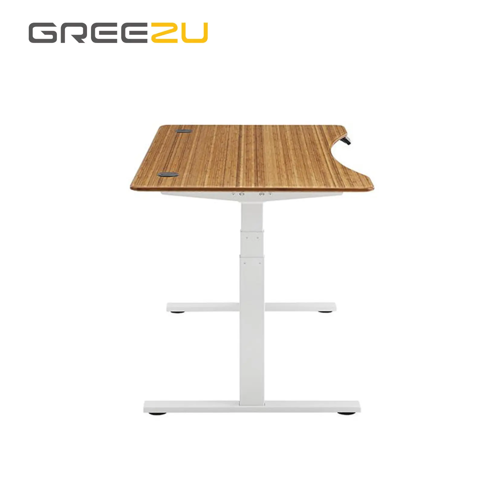 Greezu meja bambu laptop ergonomis, meja angkat profesional meja bambu pengangkat listrik kantor dapat disesuaikan