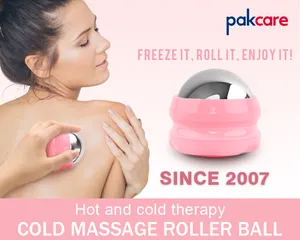 Boule de massage à froid en acier inoxydable, nouveau concept, logo personnalisé, rouleau à glace avec gel à glace