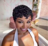 Perruque Coupe Pixie Cheveux Naturels sans Colle de Qualité Supérieure, Prête à Porter pour l'Été – 100 % Cheveux Humains, Perruques Pixie pour Femmes Noires