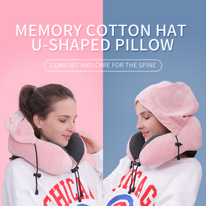 Saien <span class=keywords><strong>airline</strong></span> U forme mousse à mémoire de forme cou oreiller voyage cou oreiller espace cervical remplissage voyage oreiller pour avion chapeau à capuche - Product Image 3