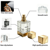 Flacons de parfum carrés transparents givrés de luxe avec couvercle magnétique personnalisé, 30 ml, 50 ml, 100 ml, avec vaporisateurs à pompe et boîtes d'emballage