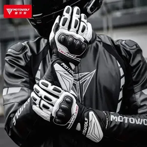 ถุงมือมอเตอร์ไซค์หนังแท้ Motowolf กันลม รุ่นยาว สำหรับมอเตอร์ครอส แข่งรถ ขับขี่กลางแจ้งในฤดูหนาว รองรับหน้าจอสัมผัส - Product Image 2