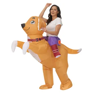 Cute Design Walking Animal Costume Inflatable Dog Adult Costume Riding On Cosplay Clothing For Party air blown costume