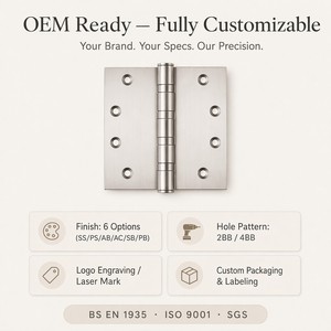 Bisagra de Puerta Moderna Wico al por Mayor, Modelo 443-4BB, Acero Inoxidable 201/304, Capacidad de Carga de 80 kg, Ángulo de Apertura de 180°, Pasador Suelto, Norma BS EN <span class=keywords><strong>1935</strong></span> - Product Image 4