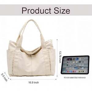 Bolsa de Lona Blanca de Alta Calidad MULUN, Gran Capacidad, Cierre de Cremallera, Asas Dobles, Logotipo Personalizado, Multifuncional - Product Image 3