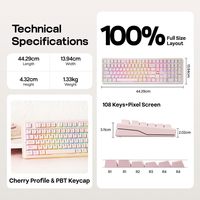 Clavier mécanique de jeu AULA F108 Pro V2 Esports, tri-mode USB 2.4Ghz sans fil, disposition 100%, touches RGB rétroéclairées, hot-swap, PC