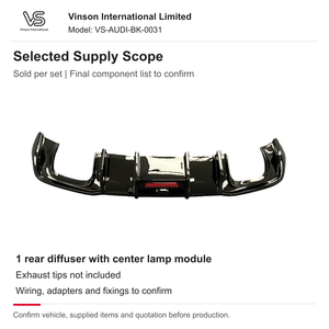 Nuevo Difusor Trasero con Luz Central para Audi A3 8V 2017-2020 Sedán Sport, Juego de Alerón Trasero en Negro Brillante PP - Product Image 3