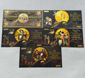 Koleksi Uang Kertas Peringatan Bertema The Nightmare Before Christmas dengan Lapisan Emas untuk Hadiah Suvenir - Product Image 2