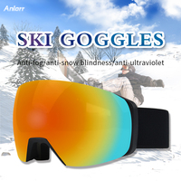 Masque de ski anti-buée à lentilles interchangeables magnétiques, lunettes de neige PC UV400 avec monture TPU, lunettes de ski personnalisées, Gafas De Sol