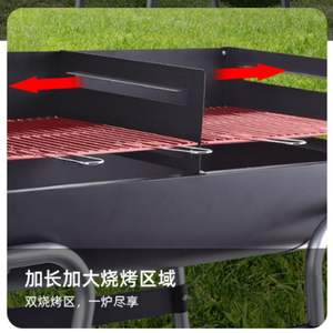 เตาบาร์บีคิวฮงอี้ 2 in 1 ขนาดใหญ่ 130x52x110 ซม. เตาปิ้งย่างอเนกประสงค์สำหรับตั้งแคมป์กลางแจ้ง พร้อมรถเข็นและล้อ - Product Image 5