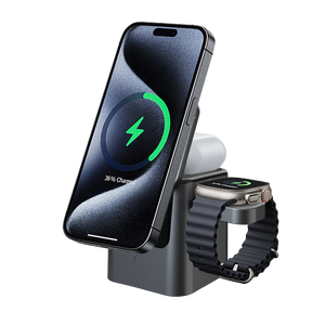 Station de charge sans fil QI2 KC 3 en 1, 15 W, chargeur sans fil pliable 3 en 1, support de charge magnétique rotatif pour iPhone - Product Image 3