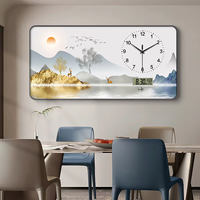 Jam Dinding LED Kalender Baru 2026, Jam Dinding Kristal Porselen, Dekorasi Rumah, Desain Lanskap, Mural Dinding untuk Ruang Tamu