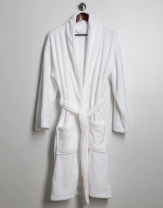 Peignoirs d'hôtel en microfibre corail blanc moelleux, fournis directement par l'usine professionnelle - Product Image 1