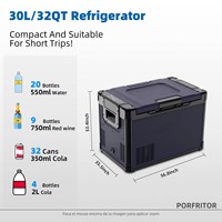 Compresseur 12/24V DC 110/240V AC, congélateur à glaçons à double zone, compartiments isolés 30L/40L/50L, sac à dos portable pour les voyages