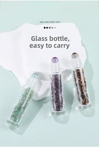 Produits Tendance : Flacon de Parfum Vide de Luxe en Bambou Naturel 10ml, Bouteilles Roll-on en Verre avec Pierres Précieuses et Couvercle en Bambou - Product Image 6