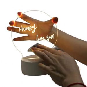 Tablero de Mensajes LED Acrílico 3D con Base Blanca Borrable, Luz Nocturna, Ideas Creativas para Regalos de Cumpleaños, Bloc de Escritura Acrílico Luminoso - Product Image 1