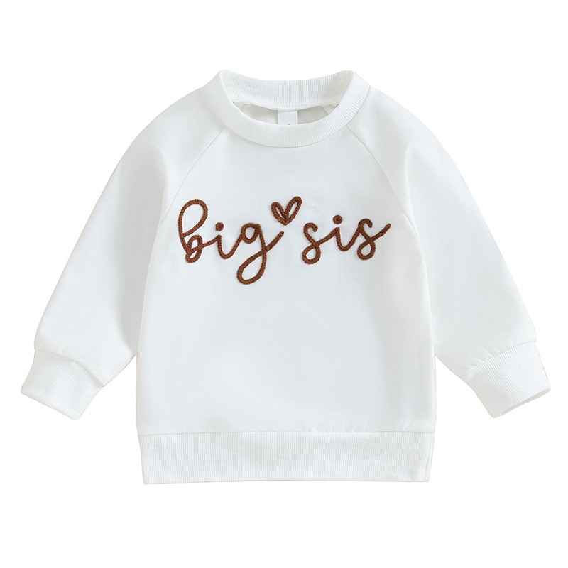 Sweat-shirt blanc à col ras du cou pour bébé BIG SIS
